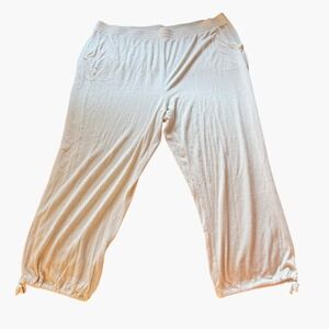 D & Co Beach Capri Pants Elastic Waist & Hem‎  Casual Comfy Beige Size 1X